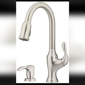 Pfister Deming Kitchen Faucet Spot Defense Stainless Steel - W Soap Dispenser